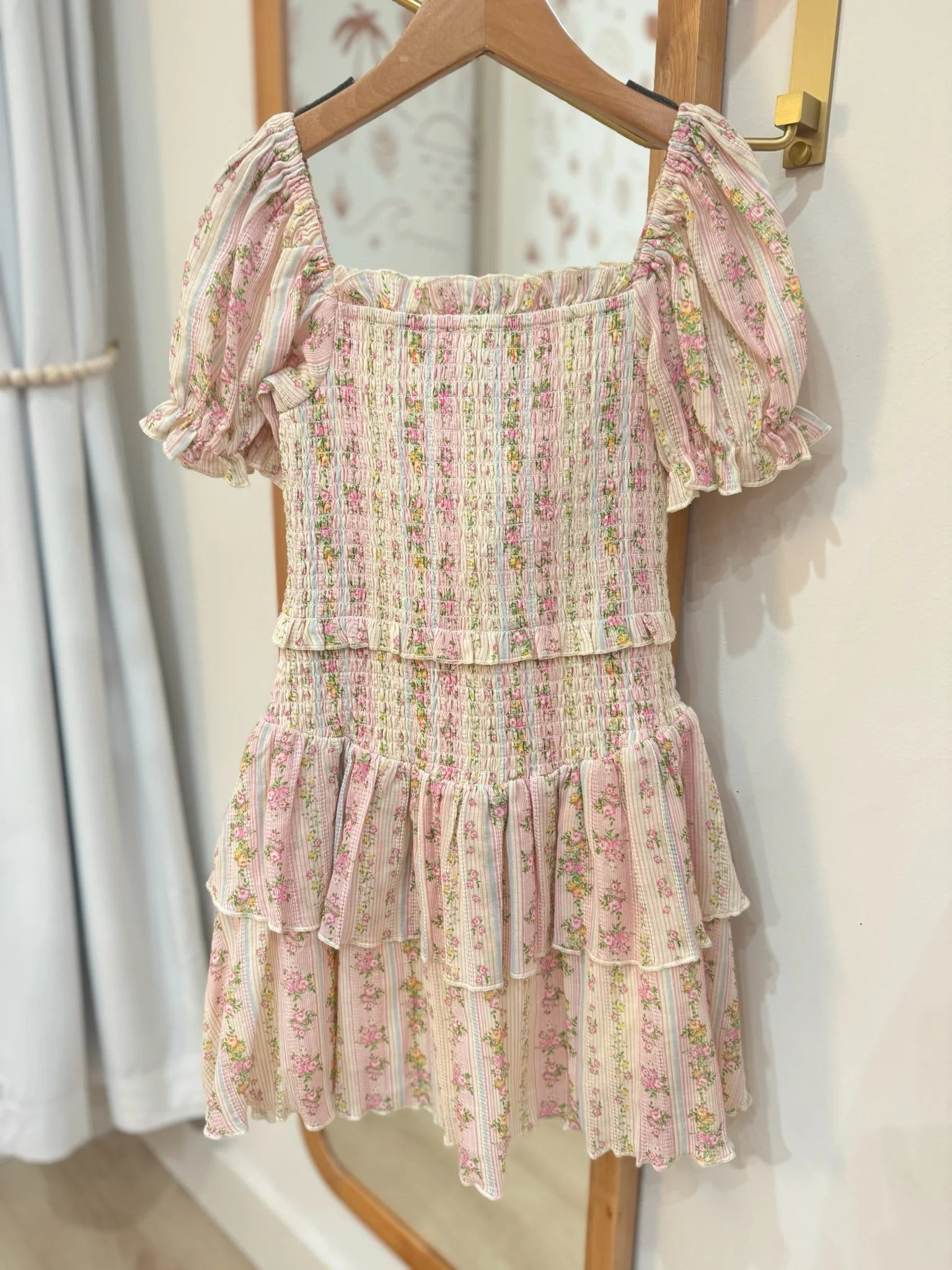 Katie J | Lainey Dress | Floral Stripe | Hanging | Vagabond | Apparel | Boutique