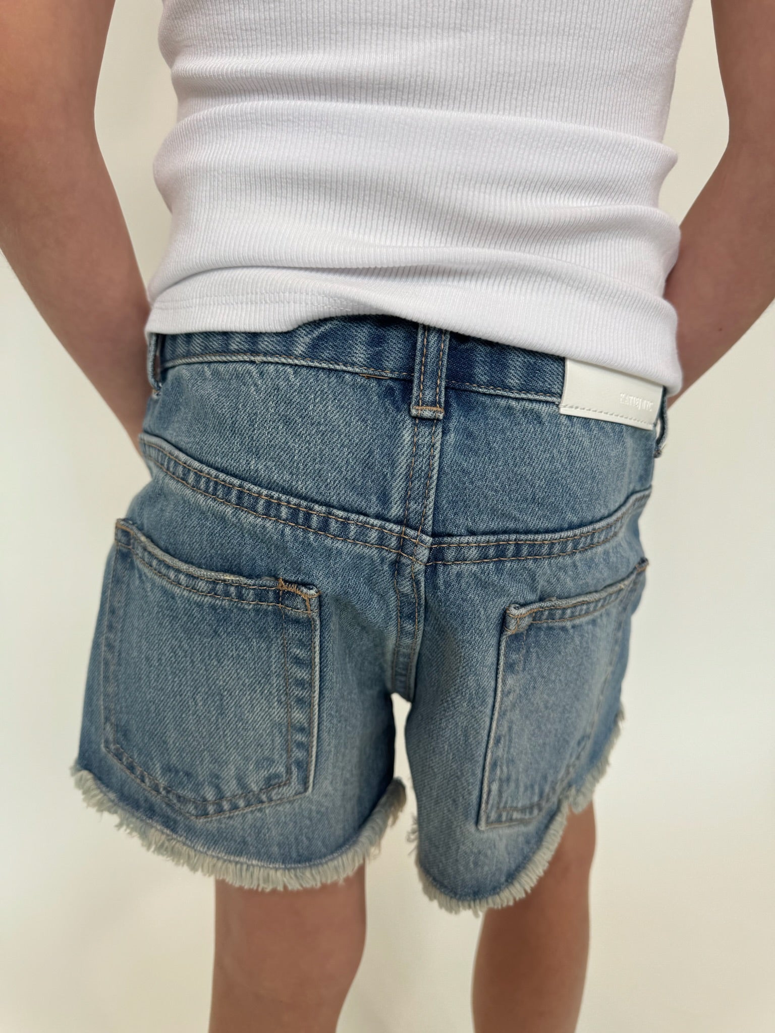 Katie J | Malibu Denim Shorts Printed Pocket | Back | Vagabond | Apparel | Boutique
