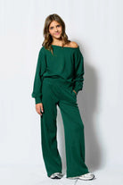 Katie J | Tristan Sweatpant | Bottle Green | Model | Vagabond | Apparel | Boutique