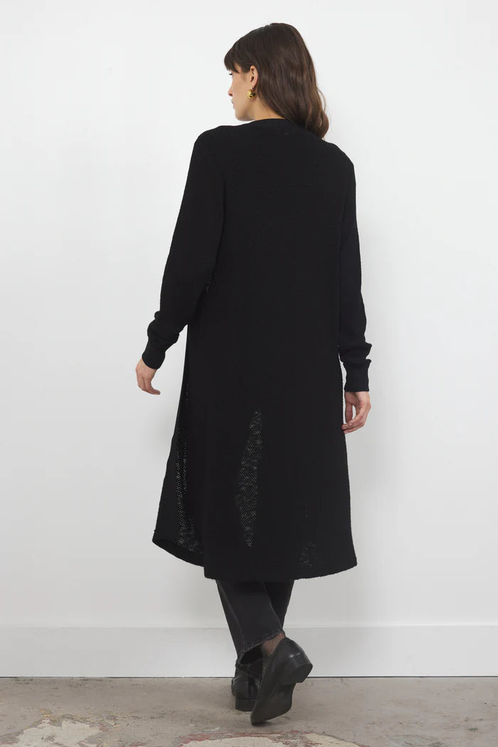 LA Made |  Adeline Sweater Midi Length Cardigan | Black | Back | Vagabond | Apparel | Boutique