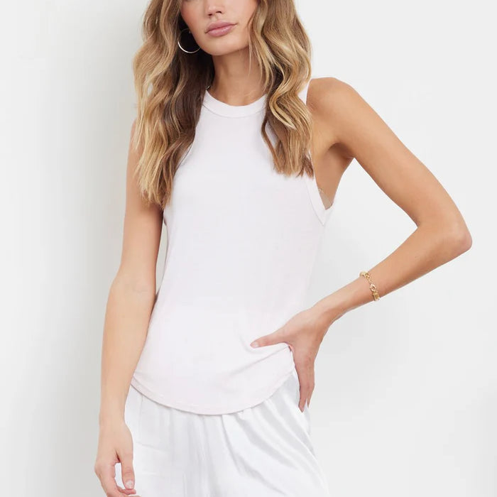 LA Made | Aida Racer Front Tank | White | Vagabond | Apparel | Boutique