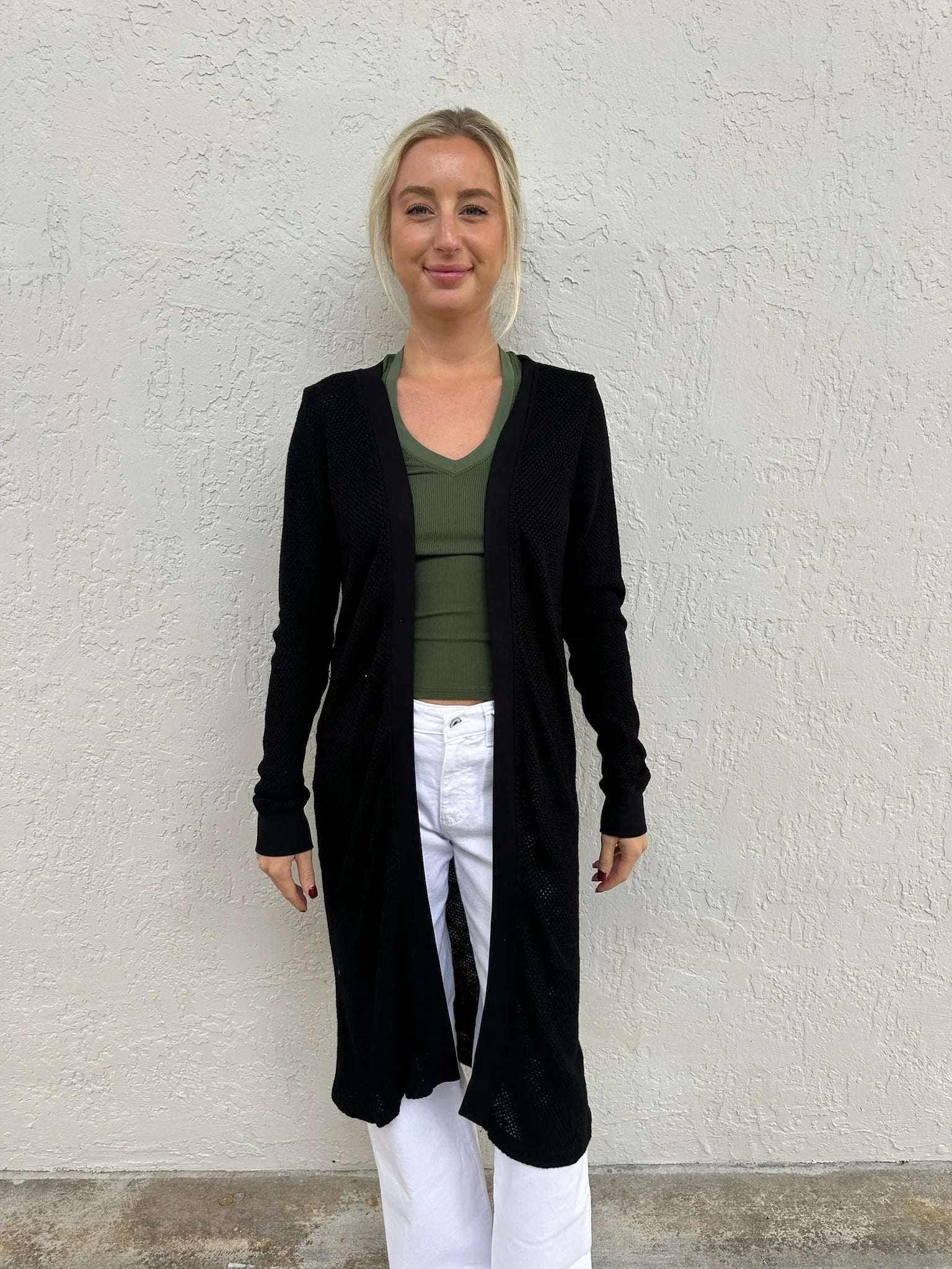 LA Made | Adeline Sweater | Midi Length Cardigan | Black | Vagabond | Apparel | Boutique