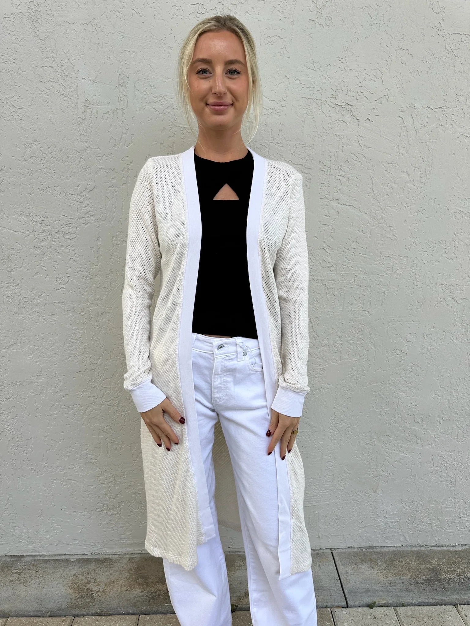 LA Made | Adeline Sweater | Midi Length Cardigan | Ecru | Vagabond | Apparel | Boutique