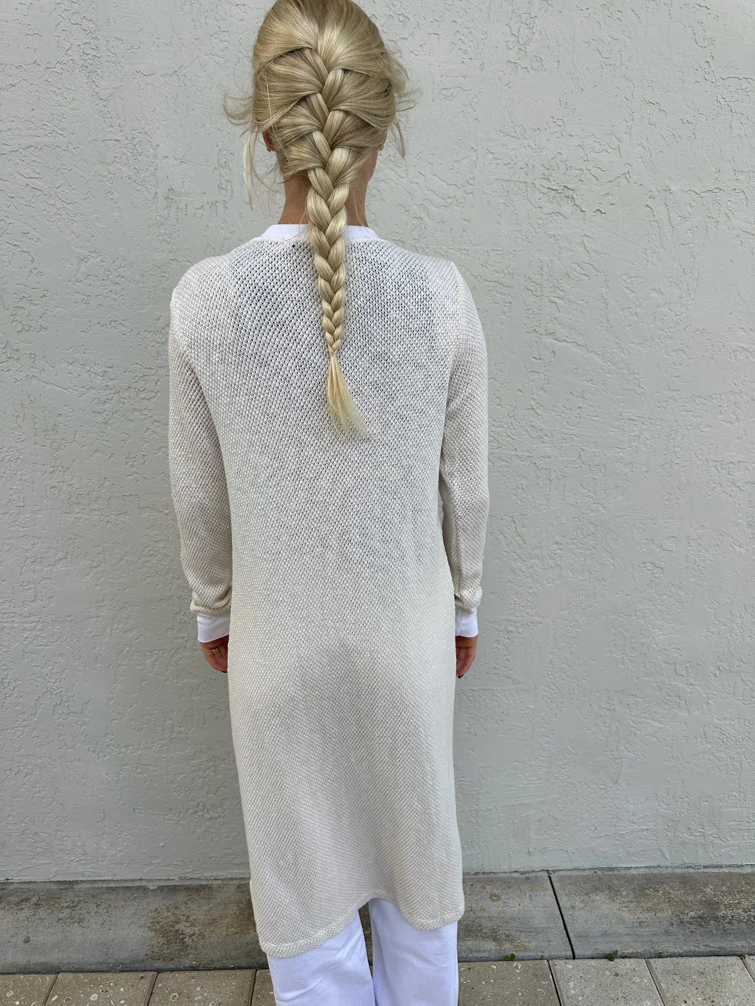 LA Made | Adeline Sweater | Midi Length Cardigan | Ecru | Back | Vagabond | Apparel | Boutique