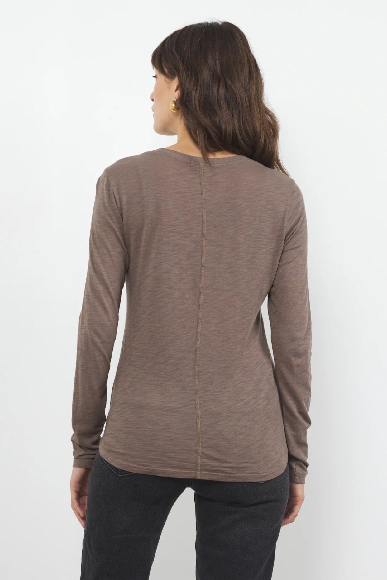 LA Made | Ashley Long Sleeve Tee | Truffle | Back | Vagabond | Apparel | Boutique