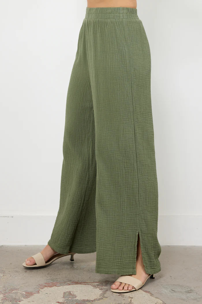 LA Made | Breezy Gauze Pant W/Side Slit | Vagabond | Apparel | Boutique
