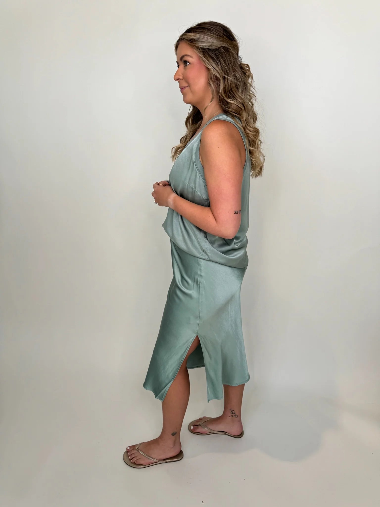 LA | Made | Doris | Silky | Slip | Skirt | Green | Vagabond | Apparel | Boutique