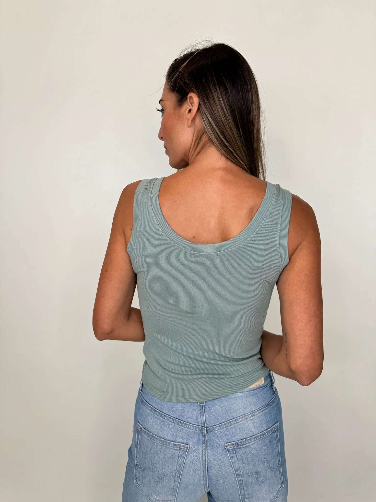 LA | Made | New | You | Rib | Tank | Desert | Sage | Back | Vagabond | Apparel | Boutique