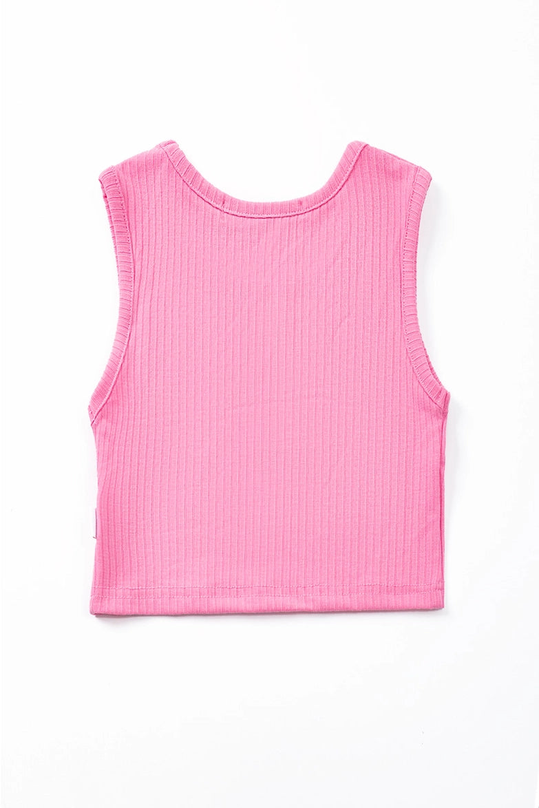 Little | Trendy | Cotton | Tank | Back | Pink | Vagabond | Apparel | Boutique