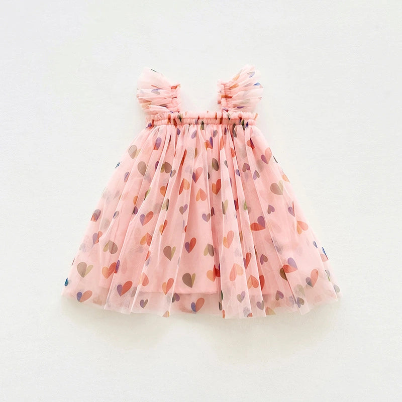 Little Trendy | Heart | Mesh | Dress | Pink | Vagabond | Apparel | Boutique