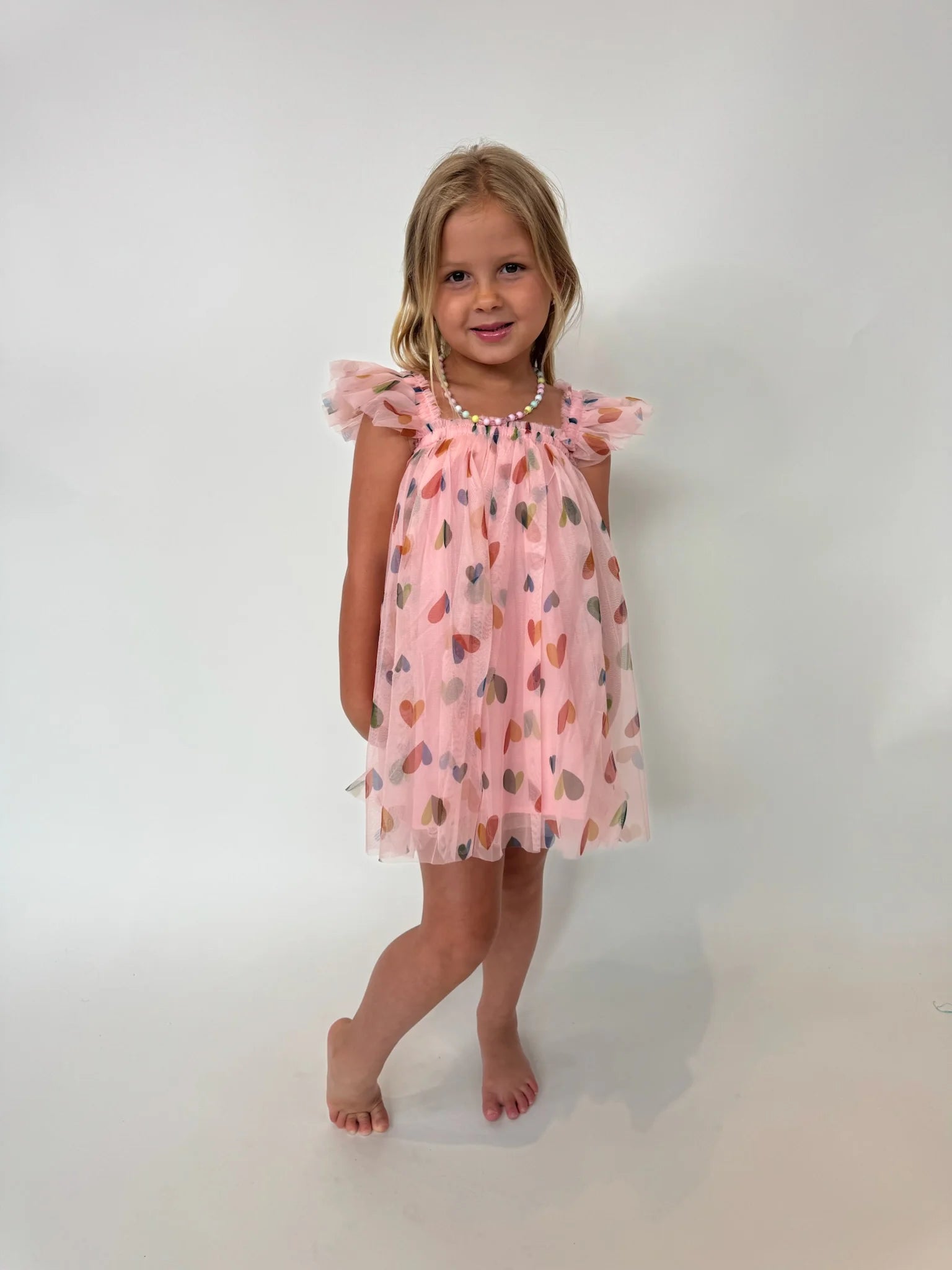 Little Trendy | Heart | Mesh | Dress | Pink | Vagabond | Apparel | Boutique