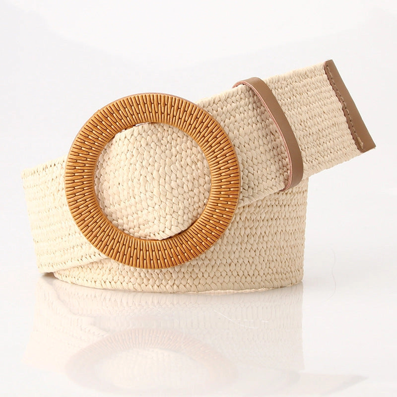 Little Trendy | Women | Straw Deco Circle Belt | Khaki | Vagabond | Apparel | Boutique