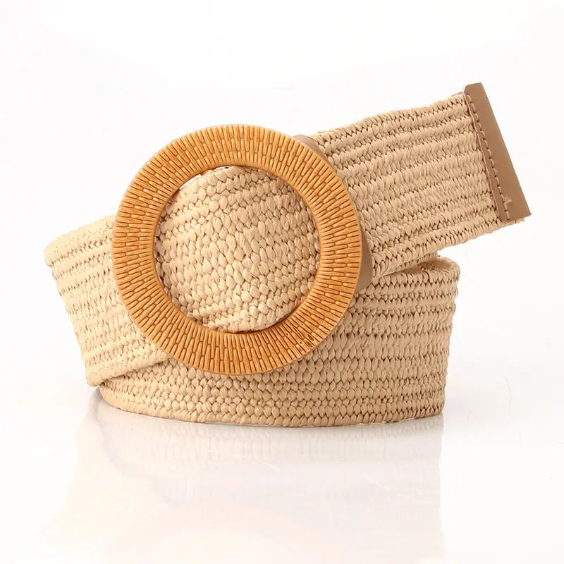 Little Trendy | Women| Straw Deco Circle Belt | Beige | Vagabond | Apparel | Boutique