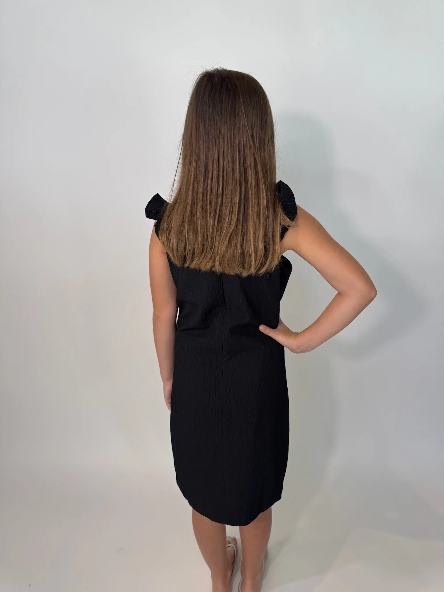 Little Olin | Black | Ruffle Dress | Tween | Back | Vagabond | Apparel | Boutique