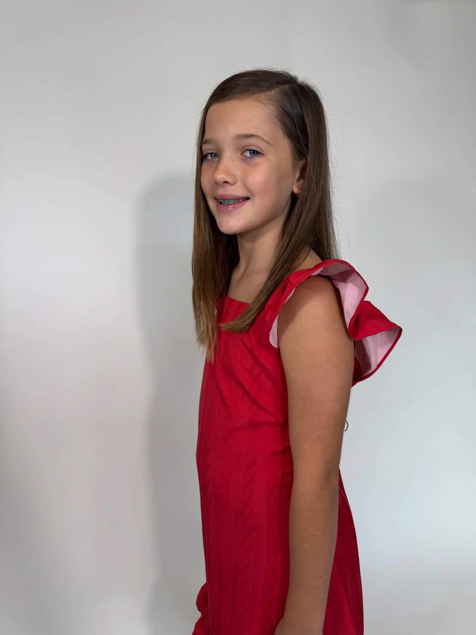 Little Olin | Ruffle Dress Red | Side | Vagabond | Apparel | Boutique