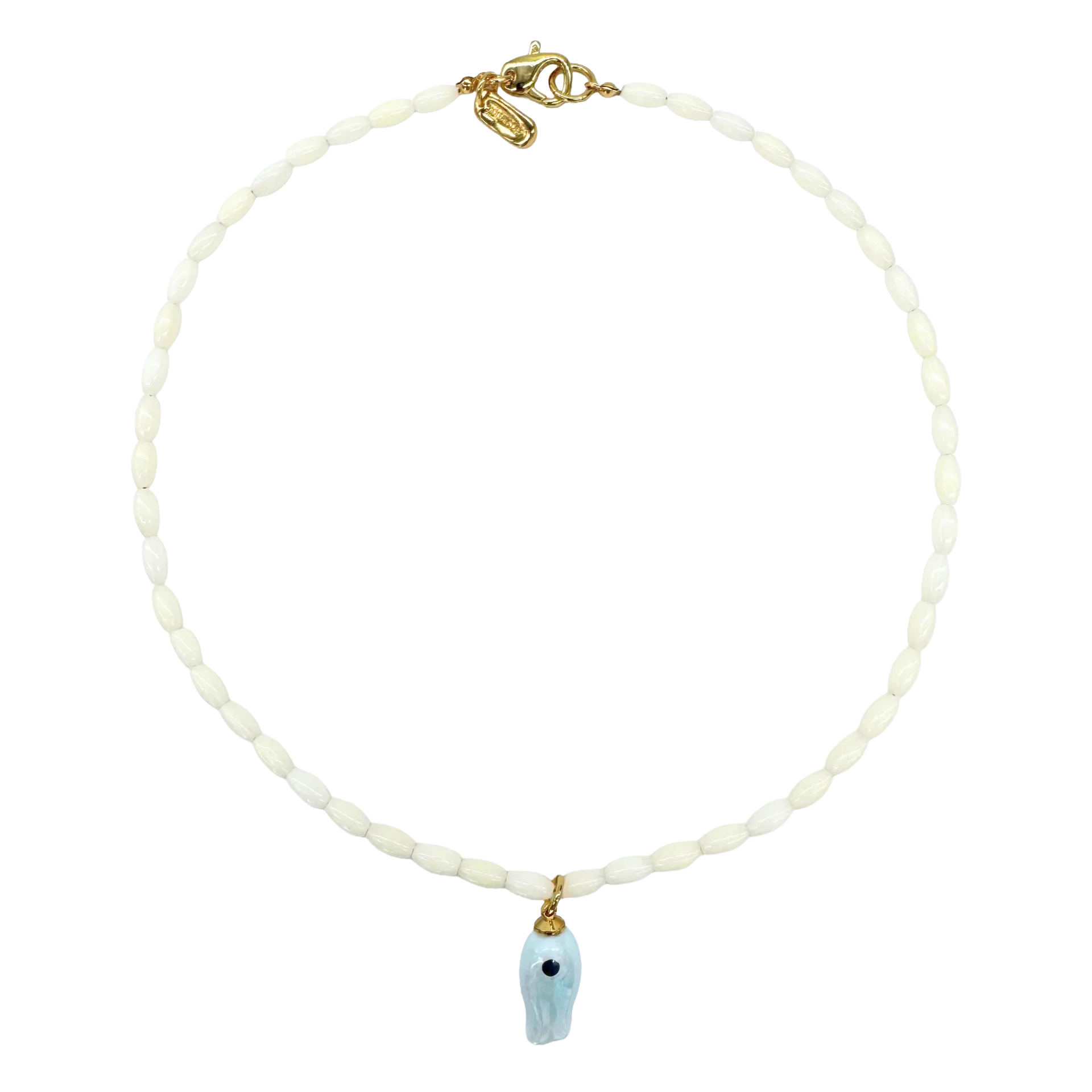 Logan Tay | Mother Of Pearl Beaded Fish Necklace | Vagabond | Apparel | Boutique