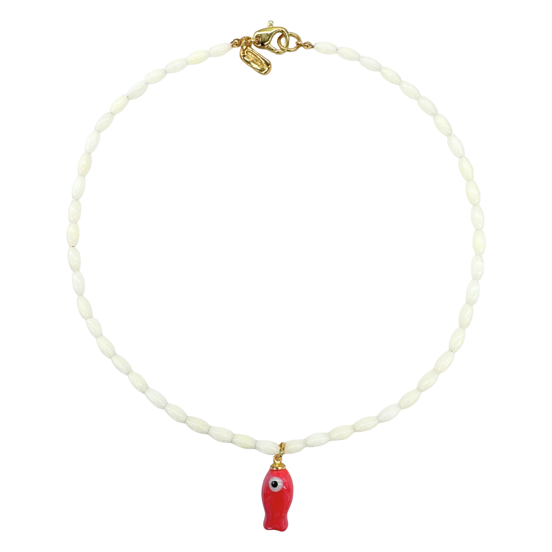 Logan Tay | White Beaded Fish Necklace | Model | Vagabond | Apparel | Boutique