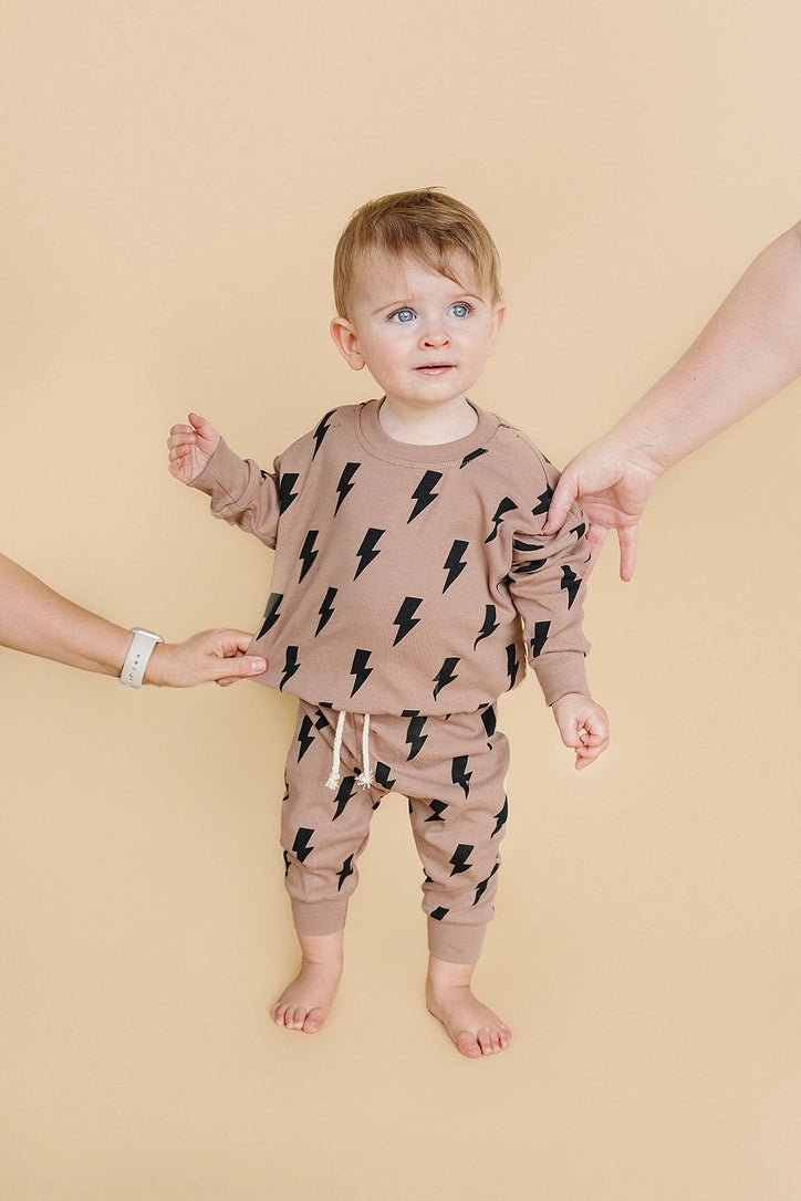 Lucky Panda | Bolts Jogger Set | Mocha | Vagabond | Apparel | Boutique