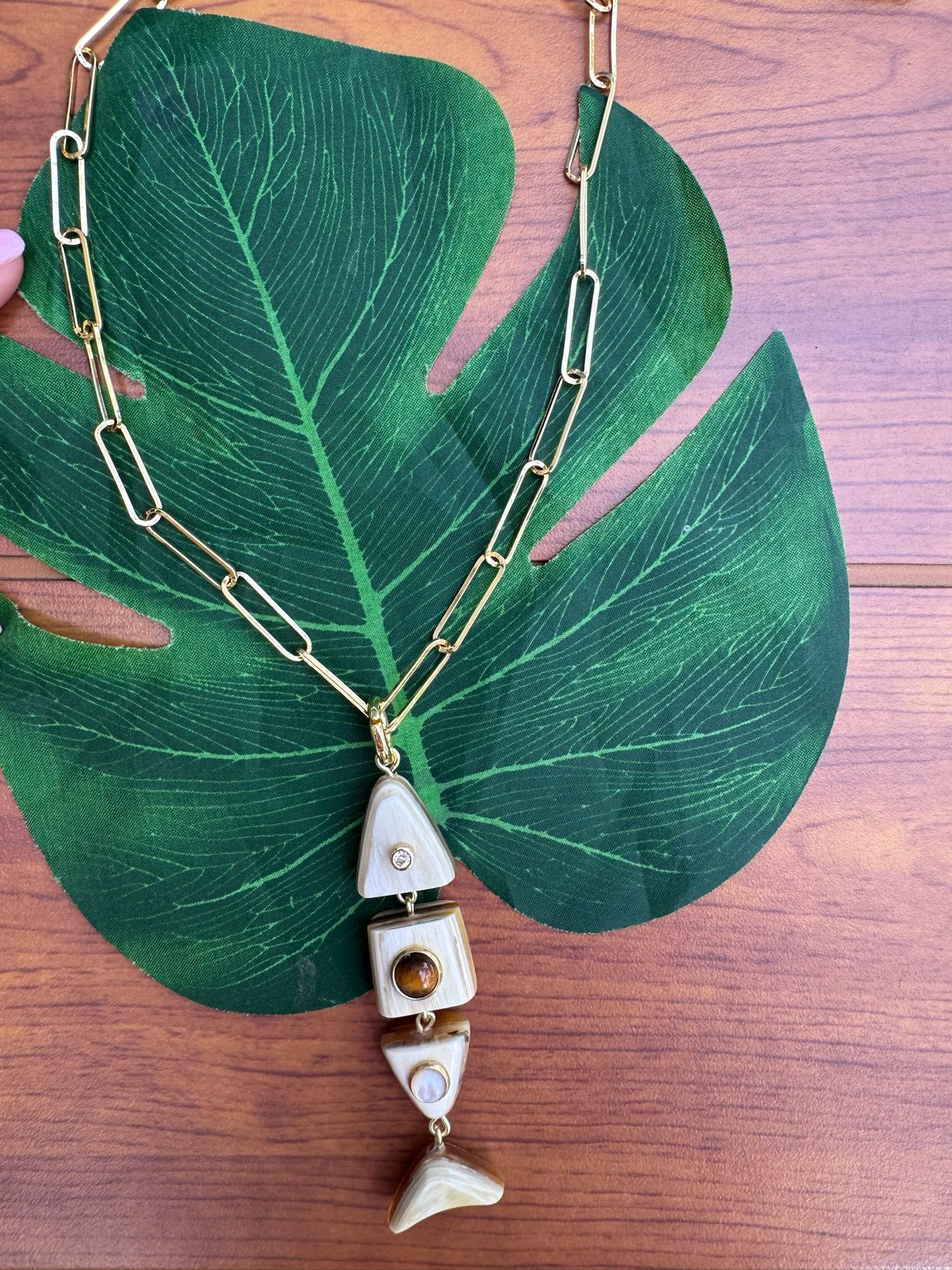 MLO Jewelry | Paperclip Necklace W/ 3D Fish Tigereye | Vagabond | Apparel | Boutique
