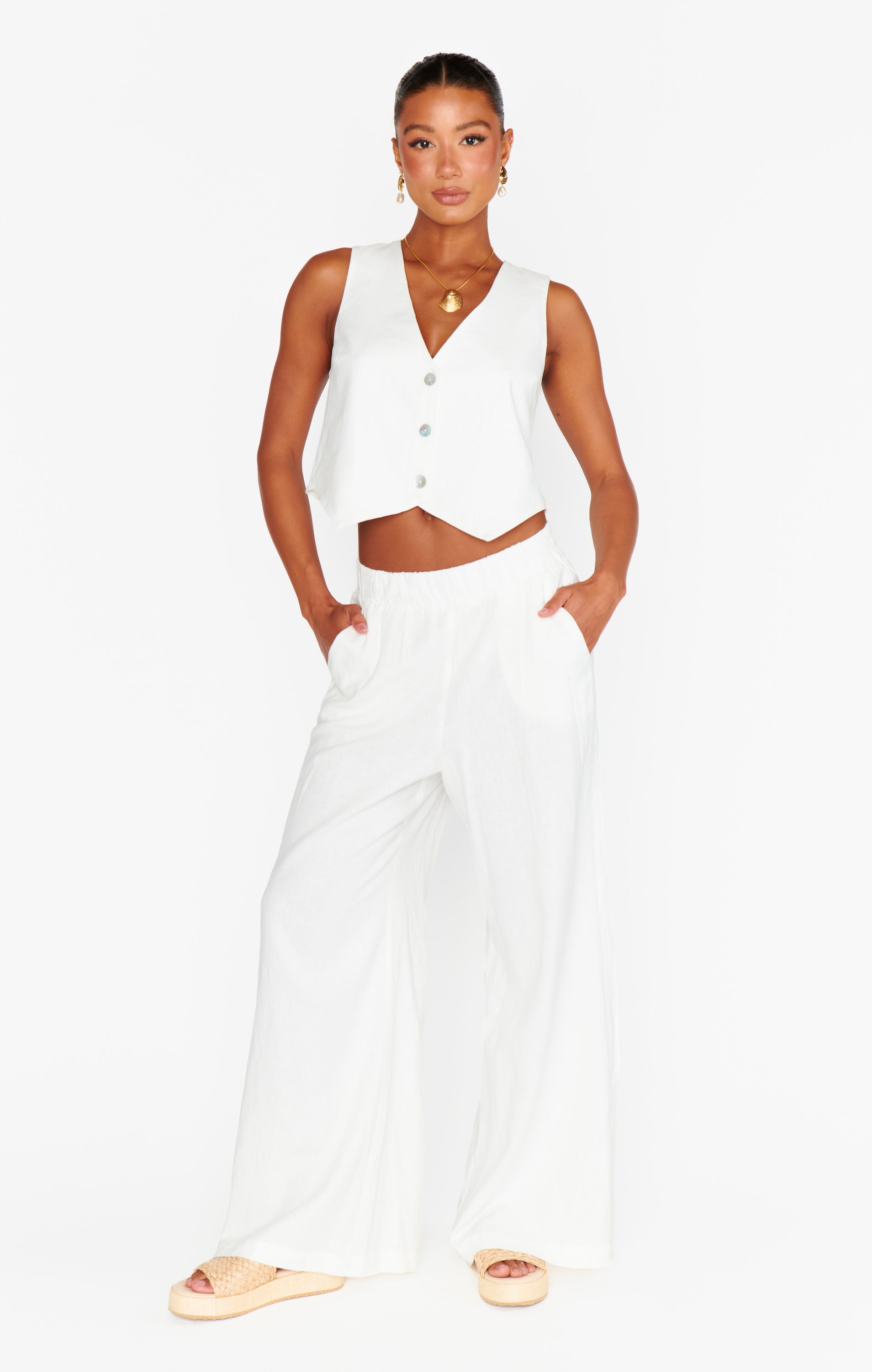 Show Me Your Mumu Vince Pants White Linen | Vagabond Apparel Boutique