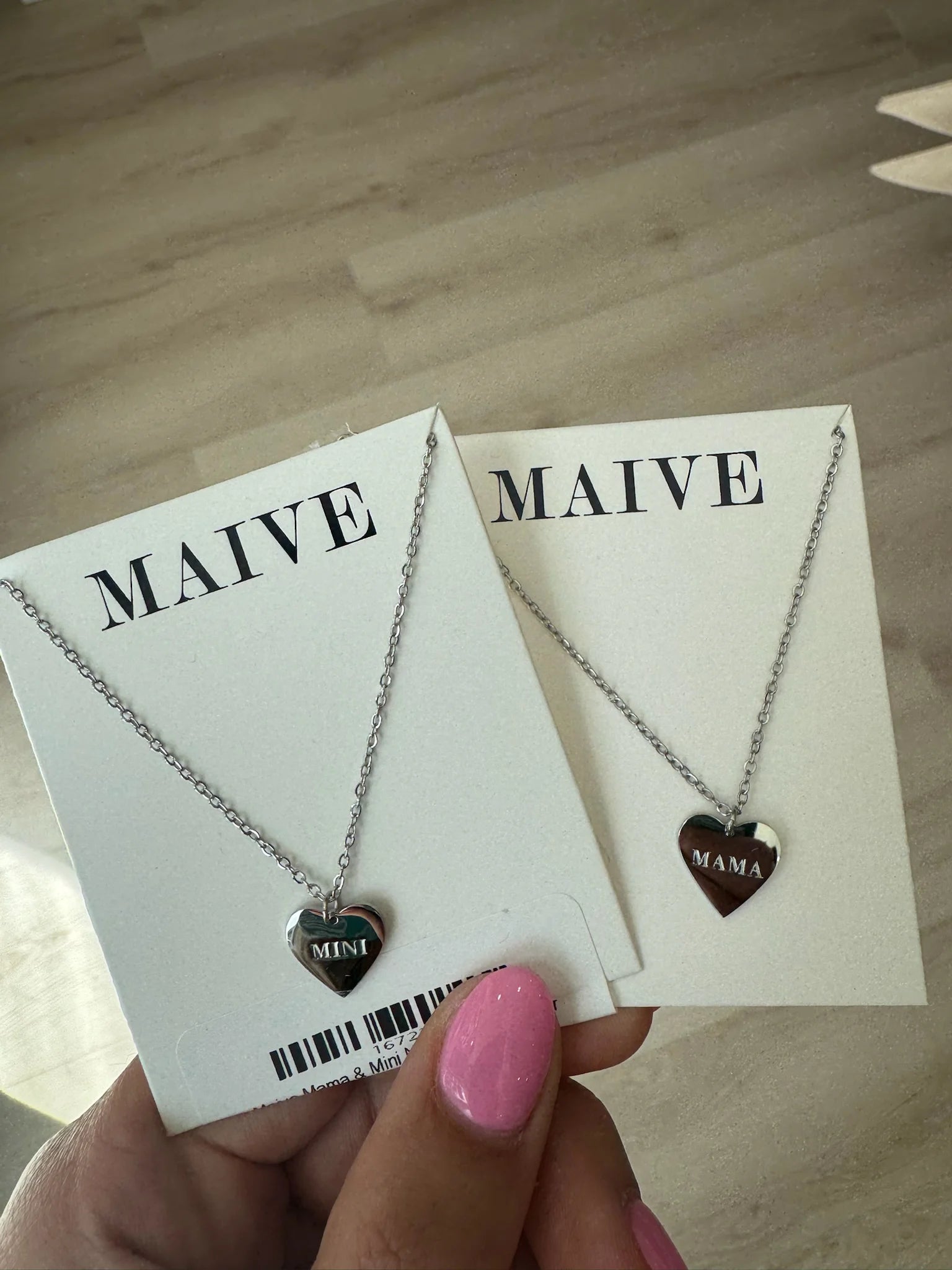 Maive | Mommy Me Mini Necklace Set | Silver | Model | Vagabond | Apparel | Boutique