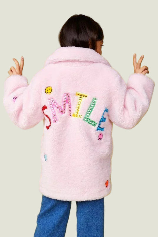 Mini Dreamer | Kylie Smile Sherpa Coat | Model Back | Vagabond | Apparel | Boutique