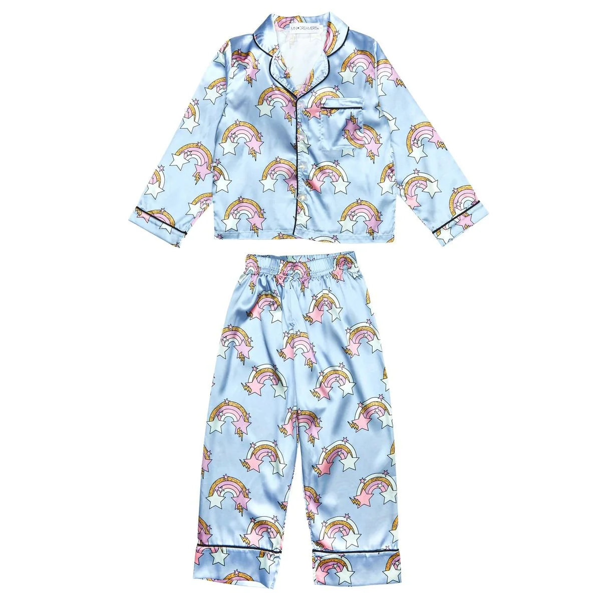 Mini Dreamer | Rainbow & Stars Silky Set | Blue | Vagabond | Apparel | Boutique