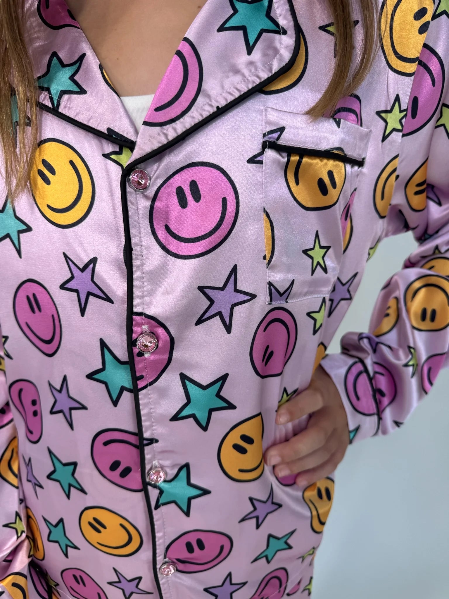 Mini Dreamer | Smiley & Stars Silky Set | Close | Vagabond | Apparel | Boutique