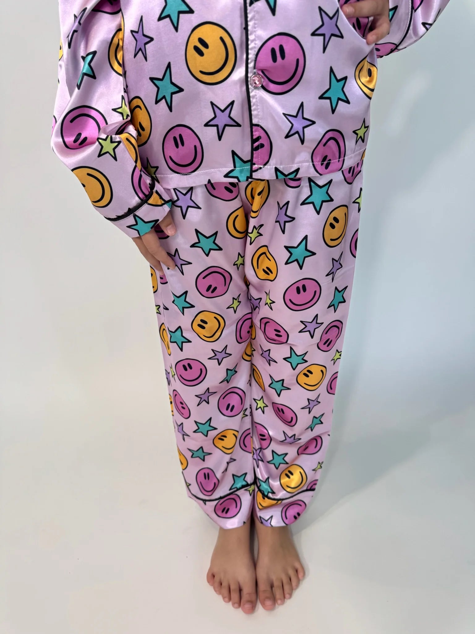 Mini Dreamer | Smiley & Stars Silky Set | Close | Bottom | Vagabond | Apparel | Boutique