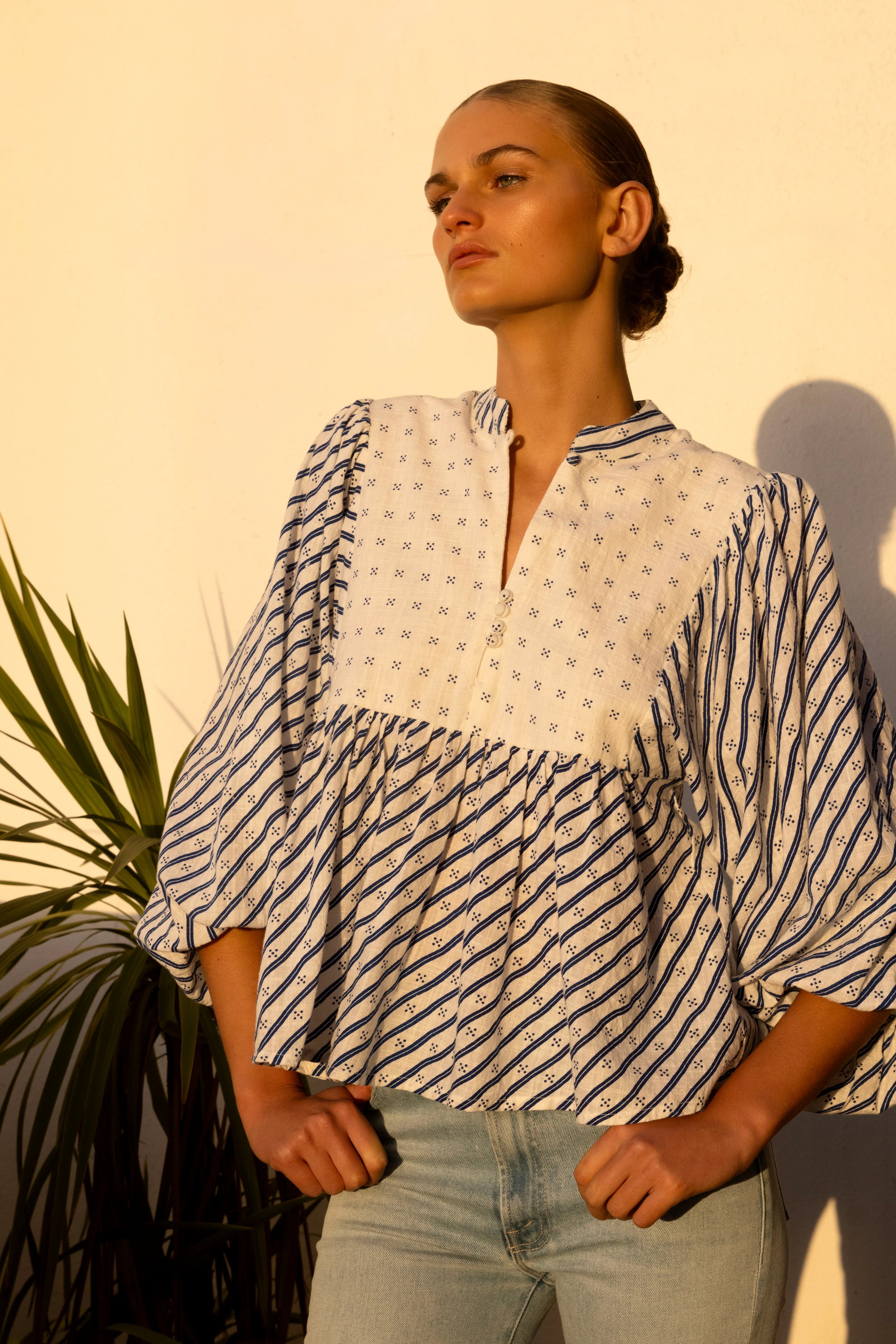 Oliphant | Mandarin Balloon Top | Vagabond | Apparel | Boutique