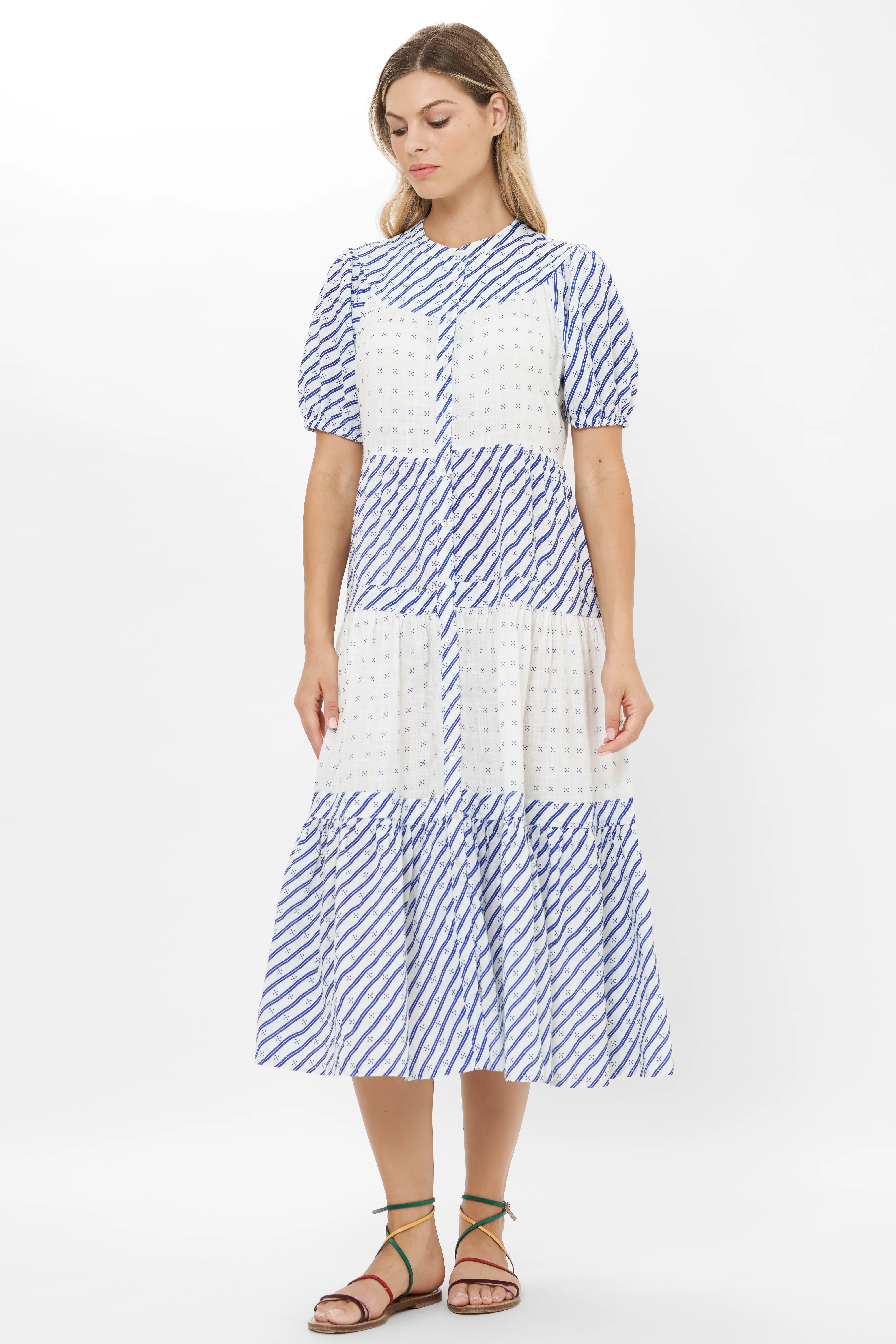 Oliphant | Scoop Tiered Midi Dress | Dipsy Navy | Vagabond | Apparel | Boutique