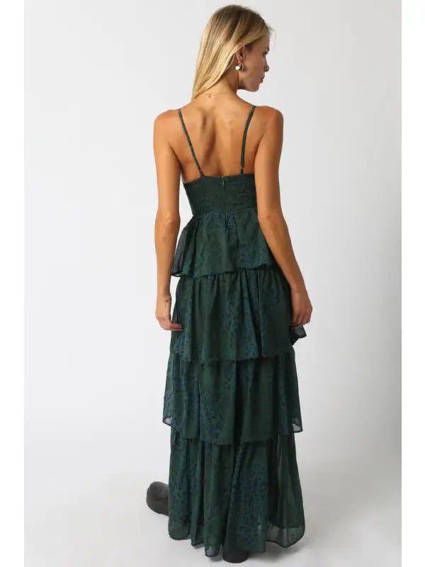 Olivaceous | Linda Ruffle Dress | Back | Vagabond | Apparel | Boutique