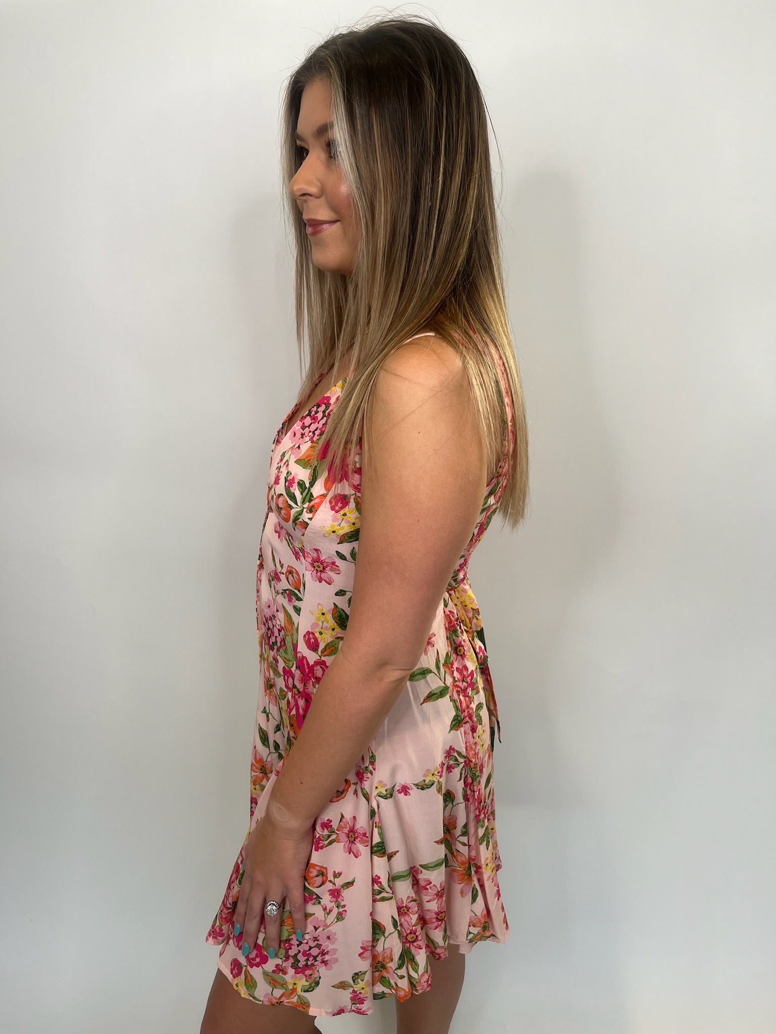 Olivaceous Dress Peach Floral | Vagabond Apparel Boutique