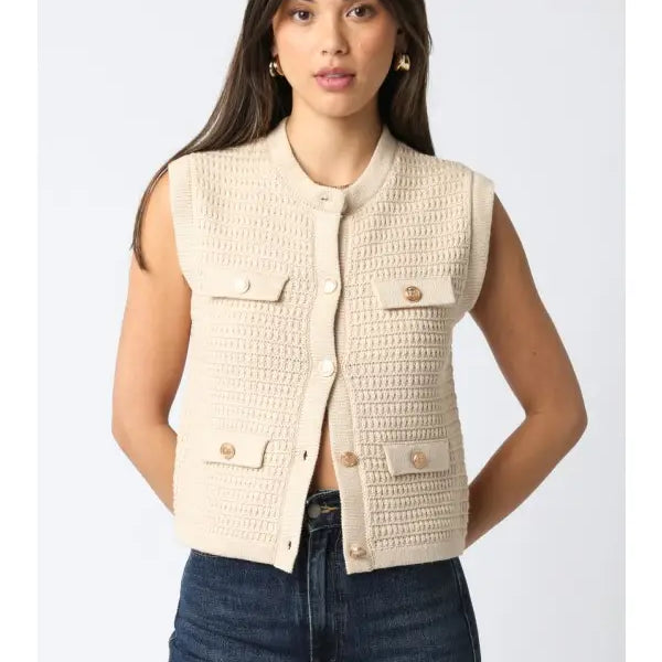 Olivaceous | Selena Button Knit Top | Vagabond | Apparel | Boutique