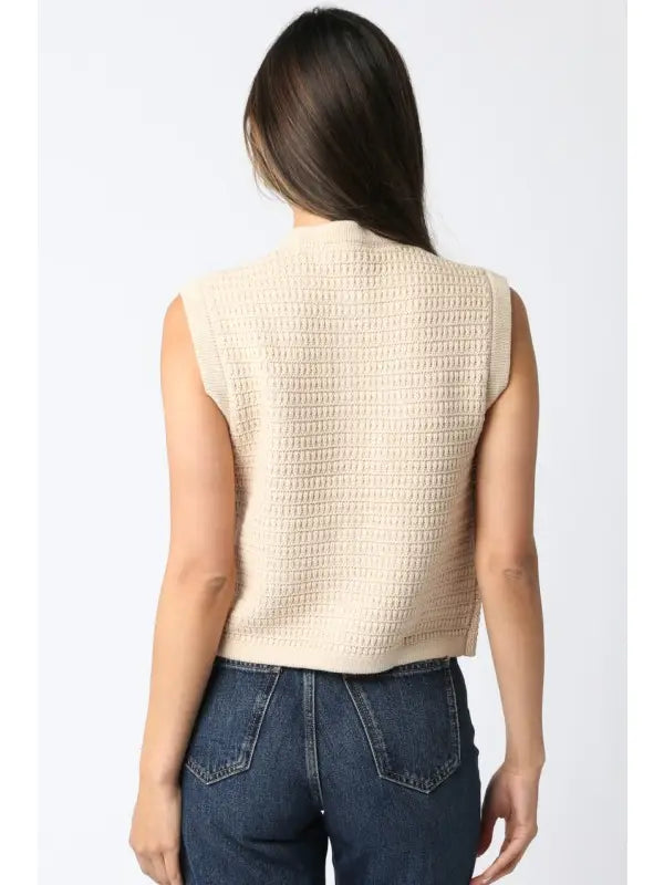 Olivaceous | Selena Button Knit Top | Back | Vagabond | Apparel | Boutique