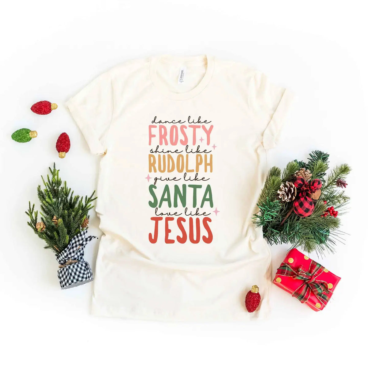 Olive & Ivory | Frosty Rudolph Santa Jesus Tee | Vagabond | Apparel | Boutique