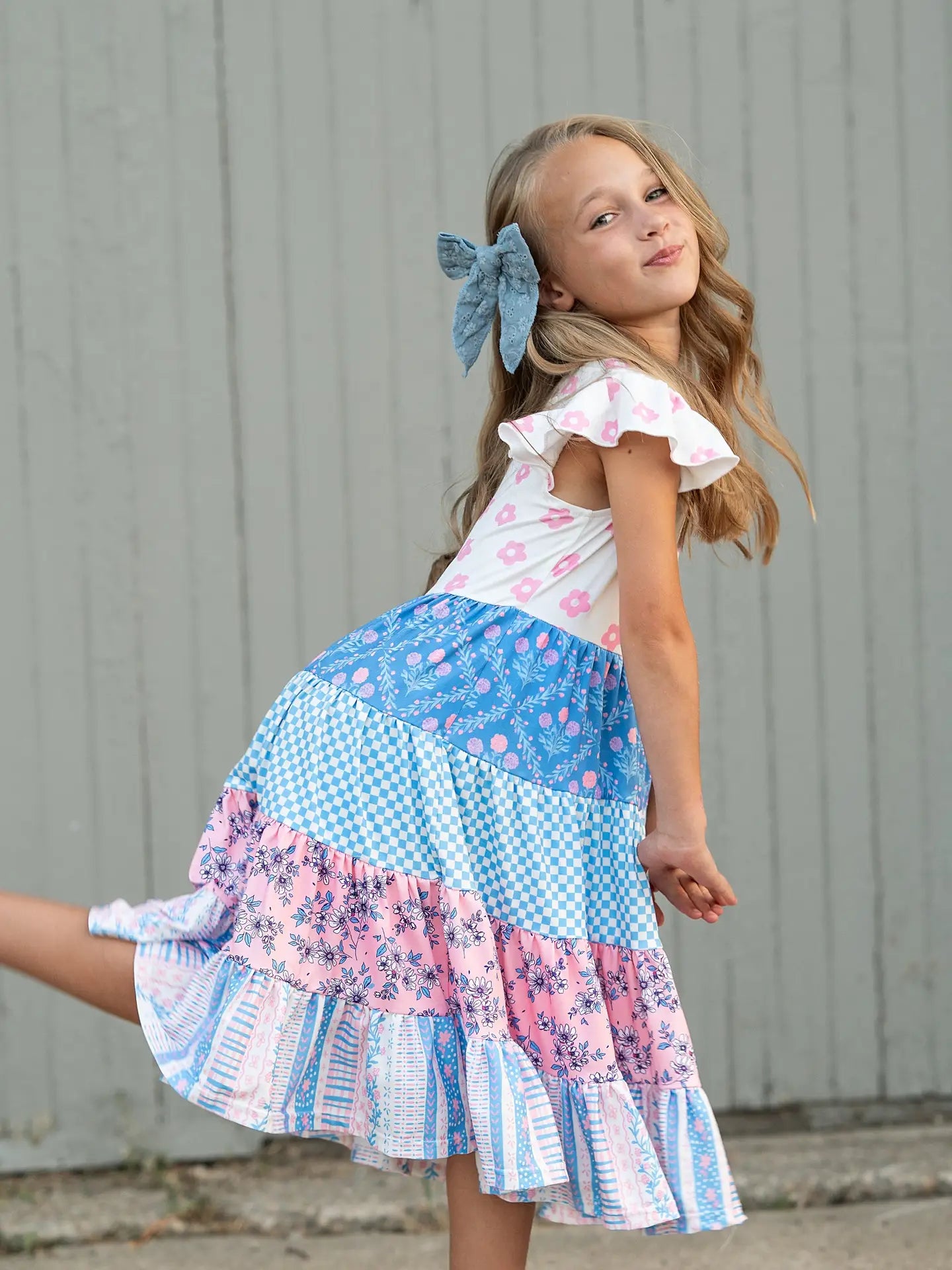 Oopsie Daisy | Floral Check Tiered Spring Dress | Model | Vagabond | Apparel | Boutique