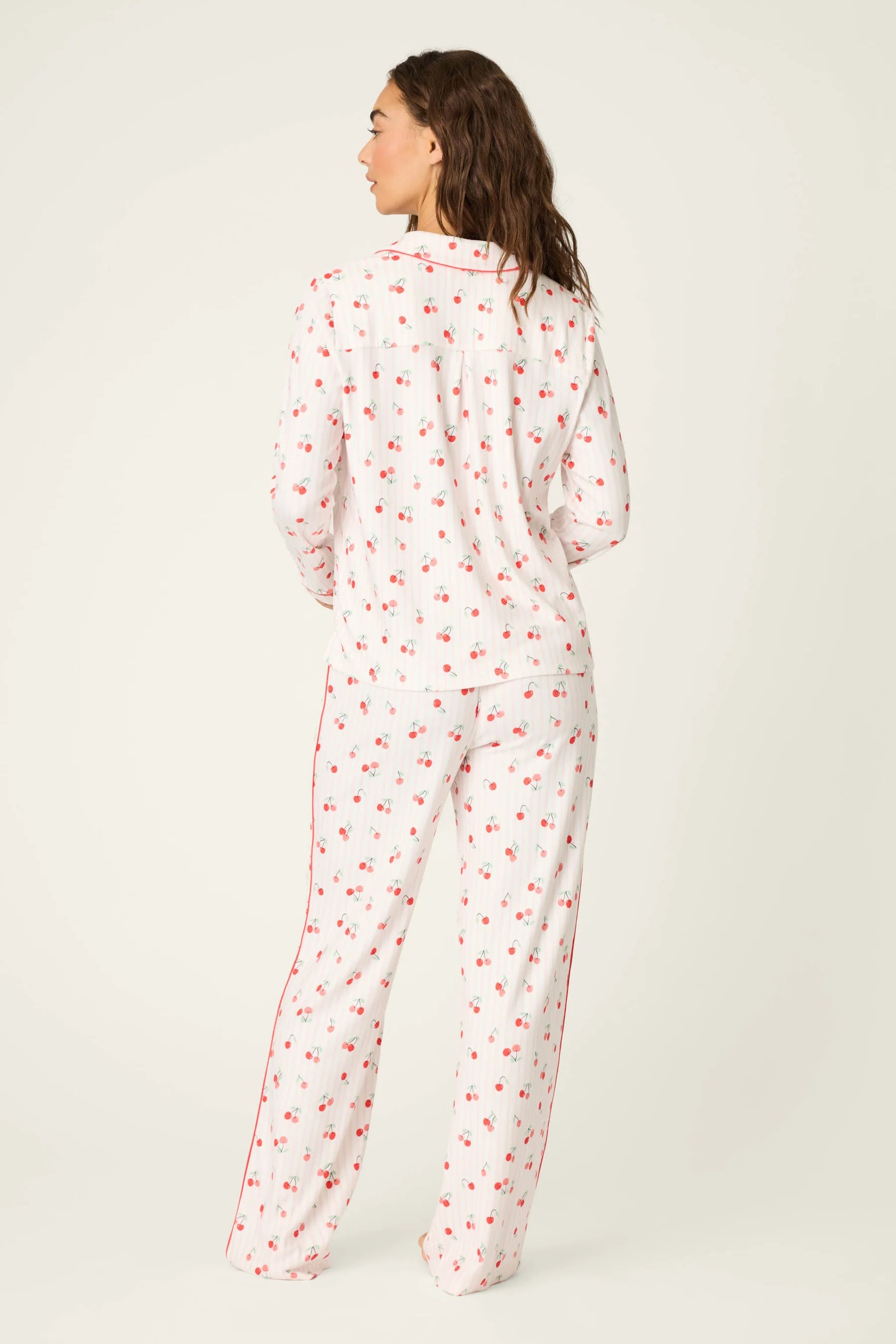 PJ Salvage | Valentine's Day Cherry Print 3-Piece PJ Set | Back | Vagabond | Apparel | Boutique