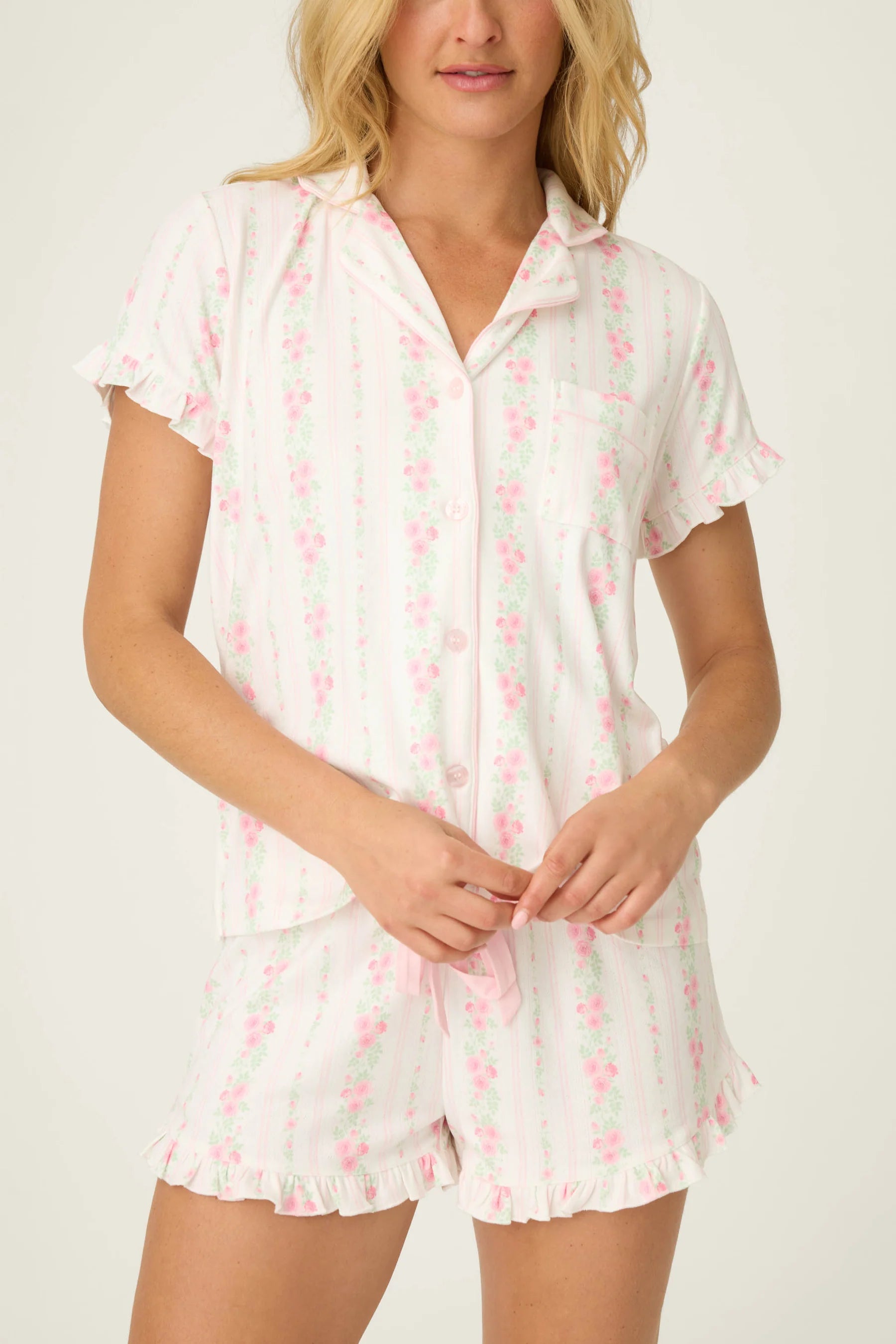 PJ Salvage | Roses Are Pink Petal Dream Pointelle 3-Piece PJ Set | Front | Vagabond | Apparel | Boutique