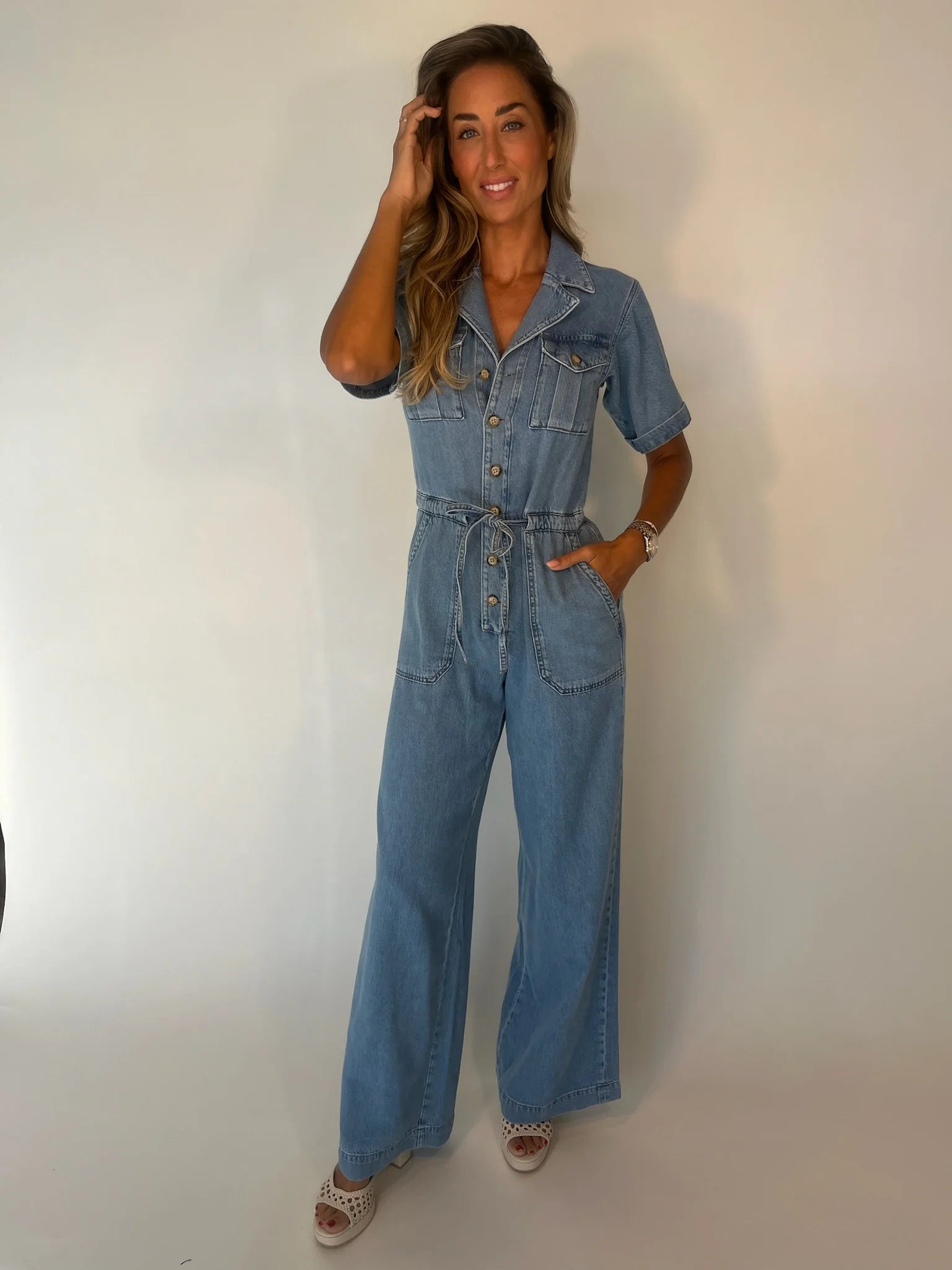 Paige | Rumi Jumpsuit | Front | Serenity | Vagabond | Apparel | Boutique