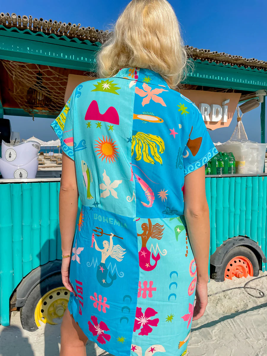 Palm Collective | Blue Marlin Shirt Dress | Back | Vagabond | Apparel | Boutique