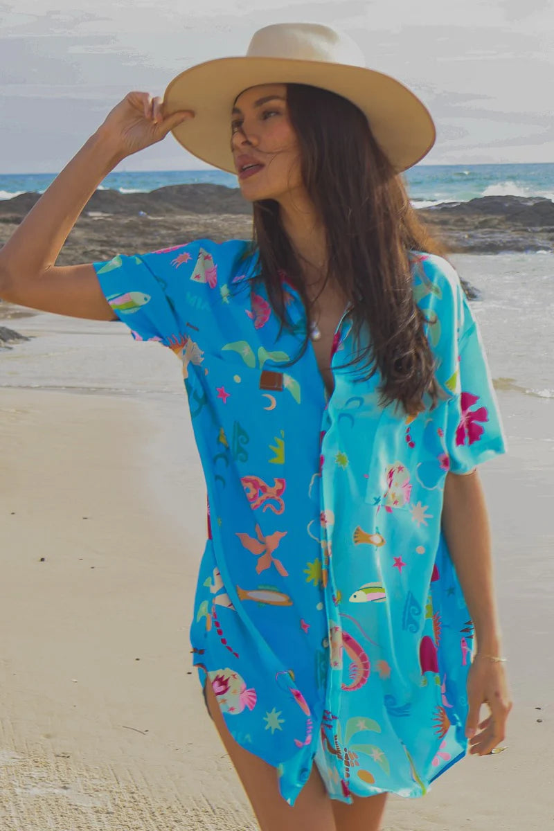 Palm Collective | Hibiscus Dreams Shirt Dress | Model | Vagabond | Apparel | Boutique