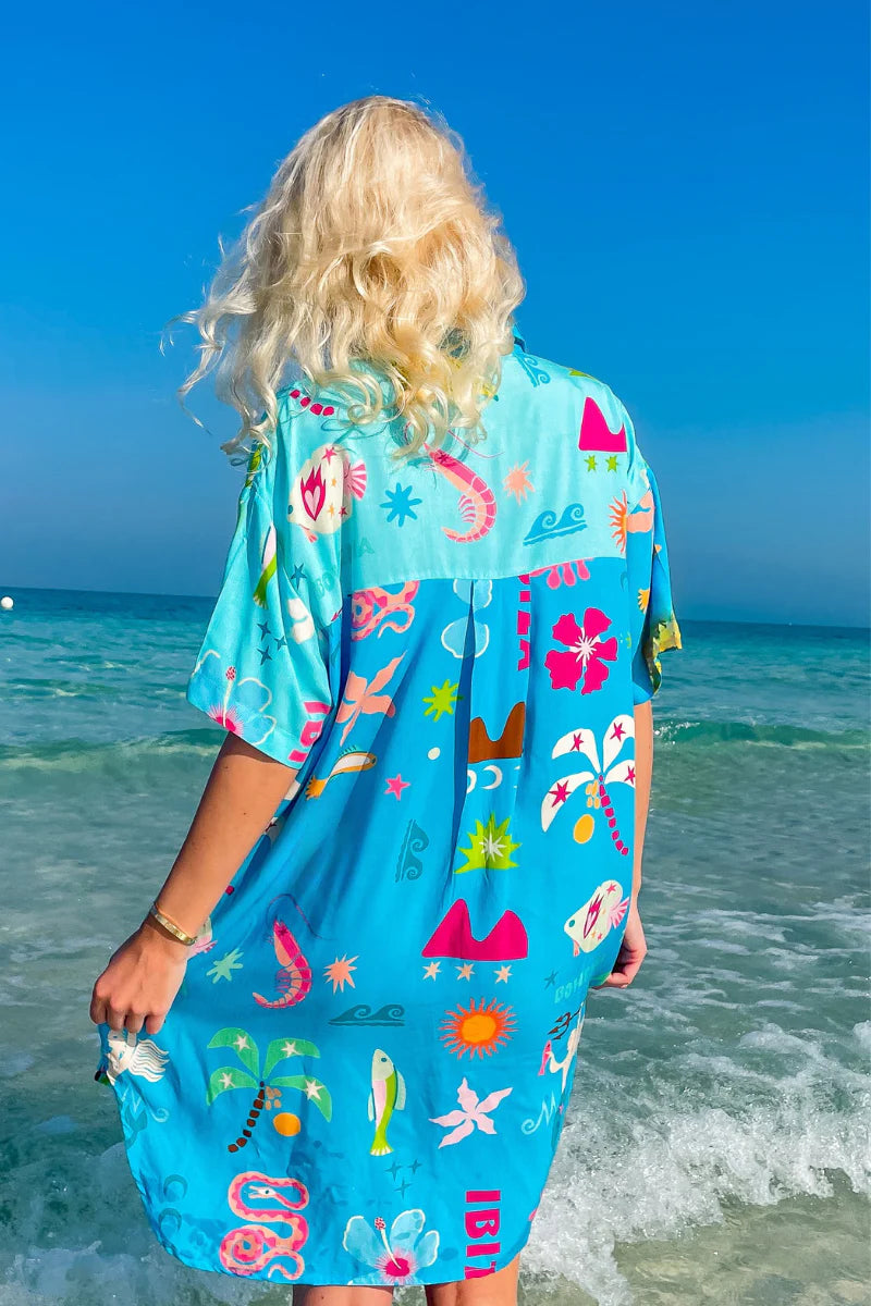 Palm Collective | Hibiscus Dreams Shirt Dress | Back | Vagabond | Apparel | Boutique