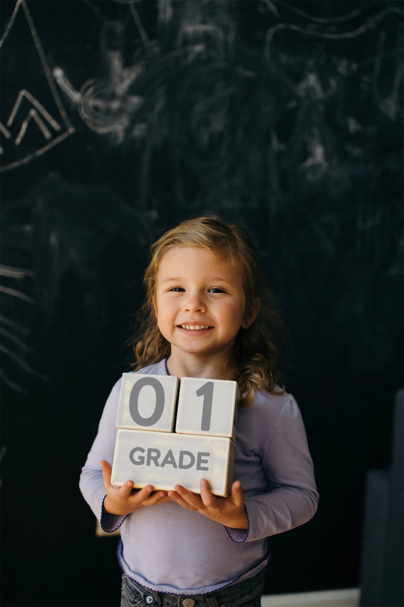 Pearhead | Wooden Milestone Age Blocks | Model | Vagabond | Apparel | Boutique