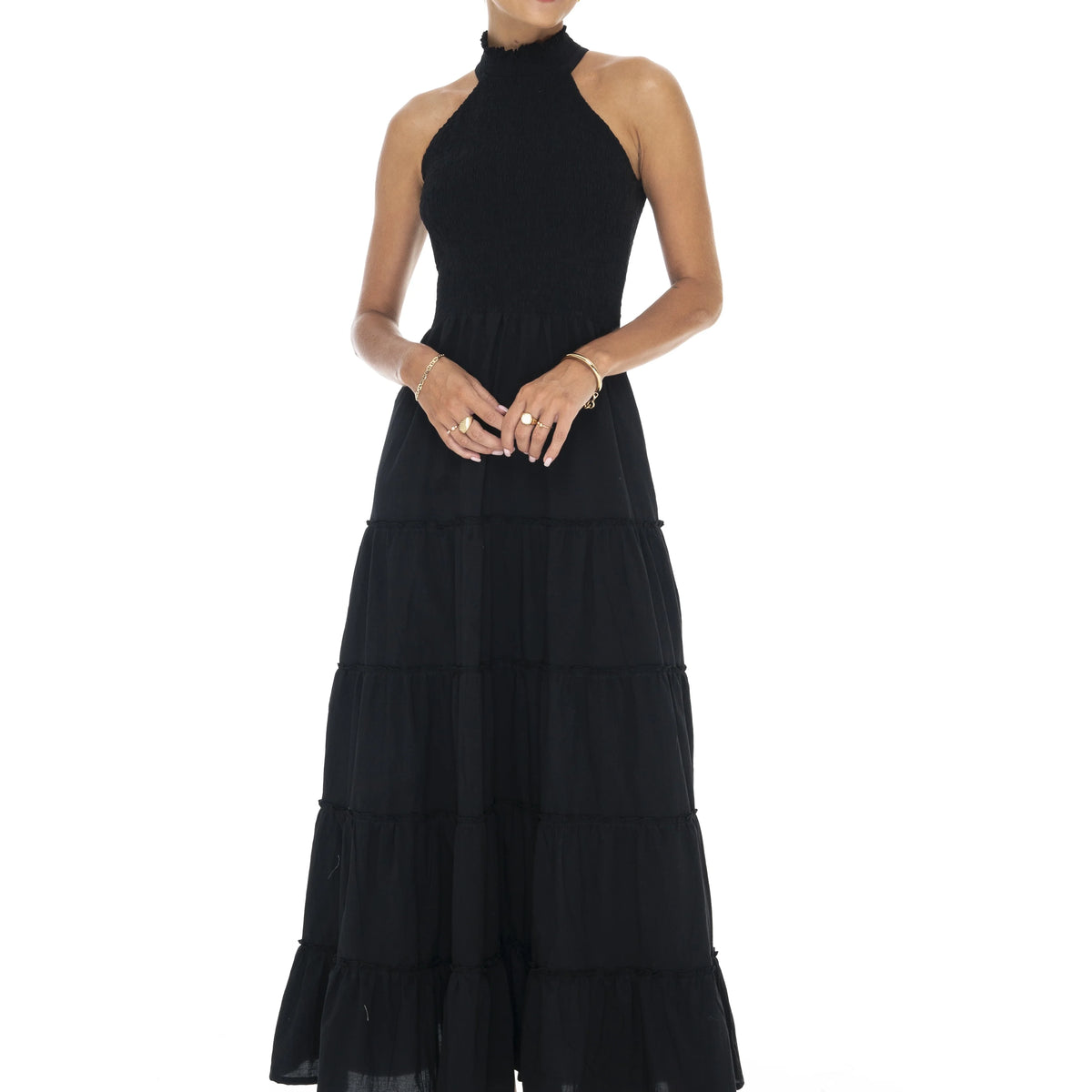 slim fit dress slacks Ramy Brook Women's Simonne Maxi Halter Dress - Blue main image 1