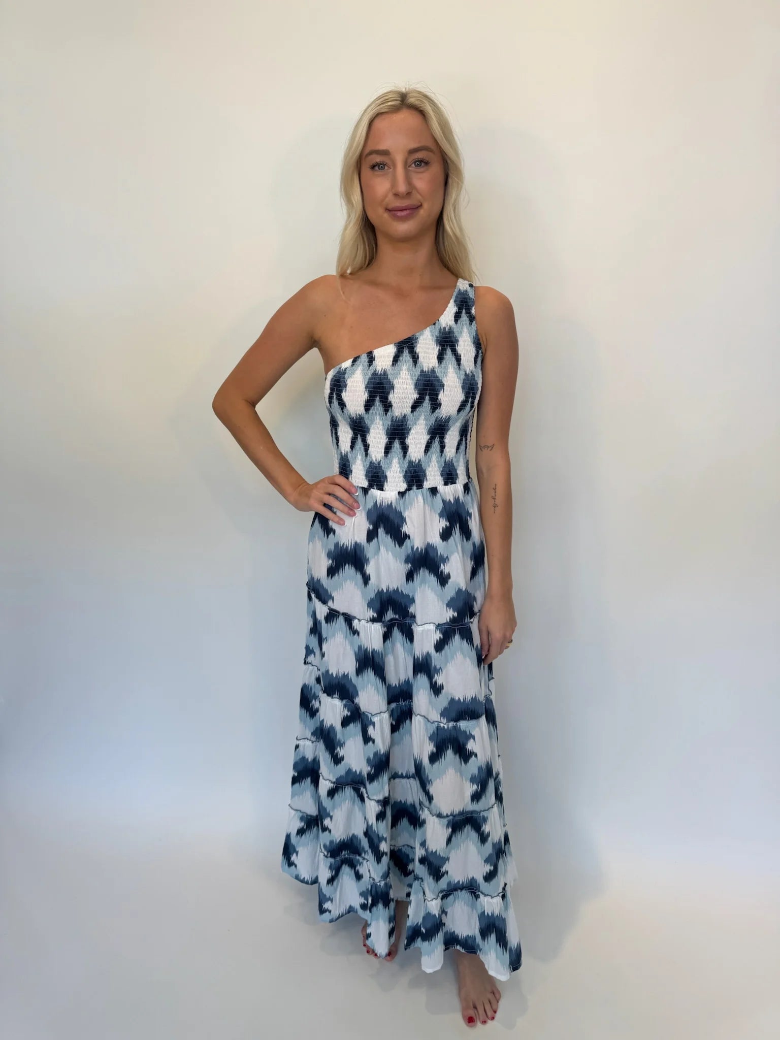 Phie | Brushed Cotton One Shoulder Dress | Front | Vagabond | Apparel | Boutique