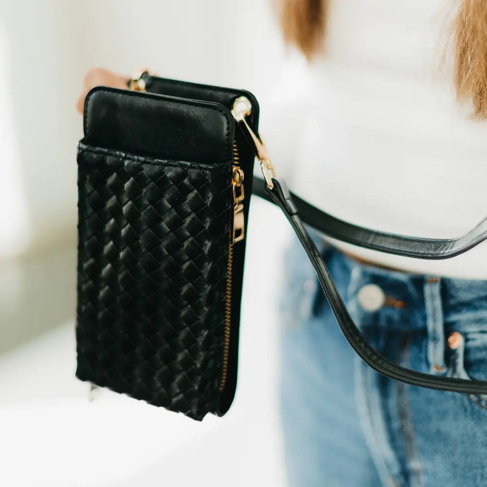 Pretty Simple | Woven Double Duty Phone Bag | Black | Vagabond | Apparel | Boutique