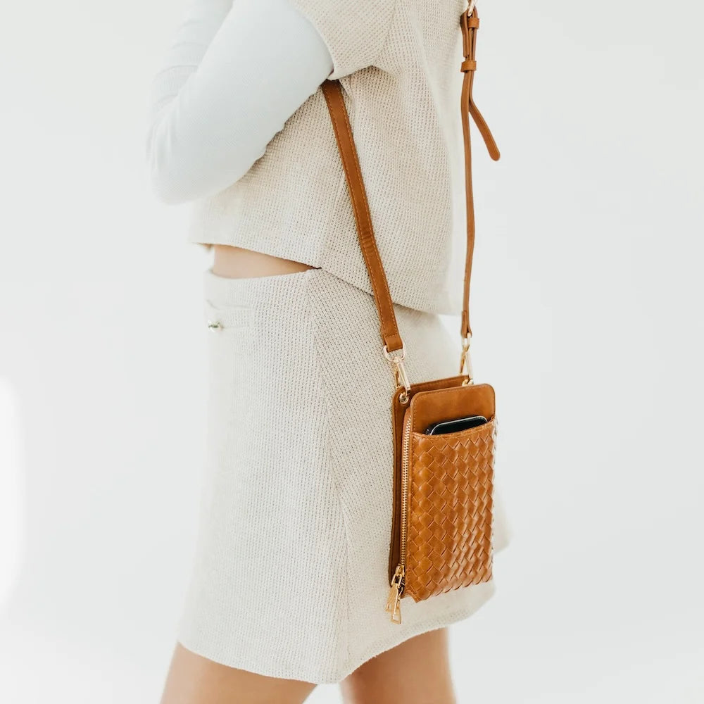 Pretty Simple | Woven Double Duty Phone Bag | Brown | Vagabond | Apparel | Boutique