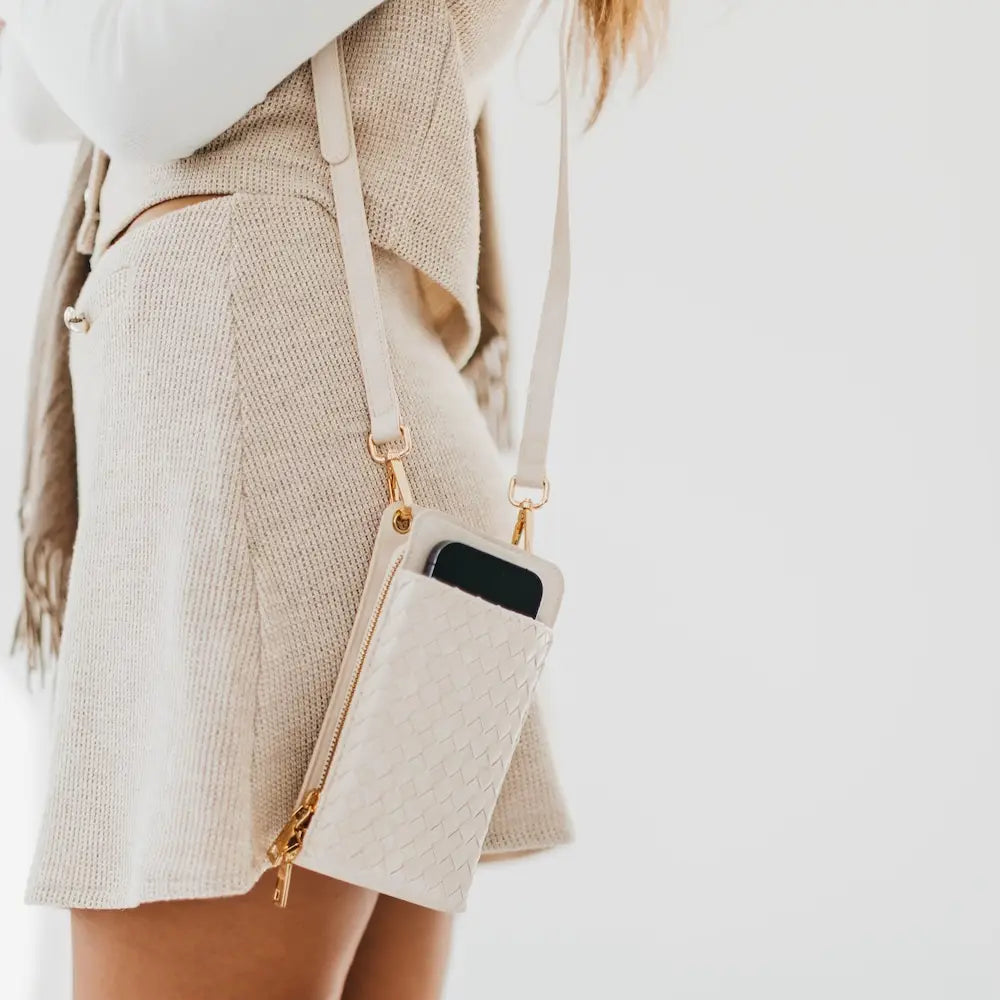 Pretty Simple | Woven Double Duty Phone Bag | Cream | Vagabond | Apparel | Boutique