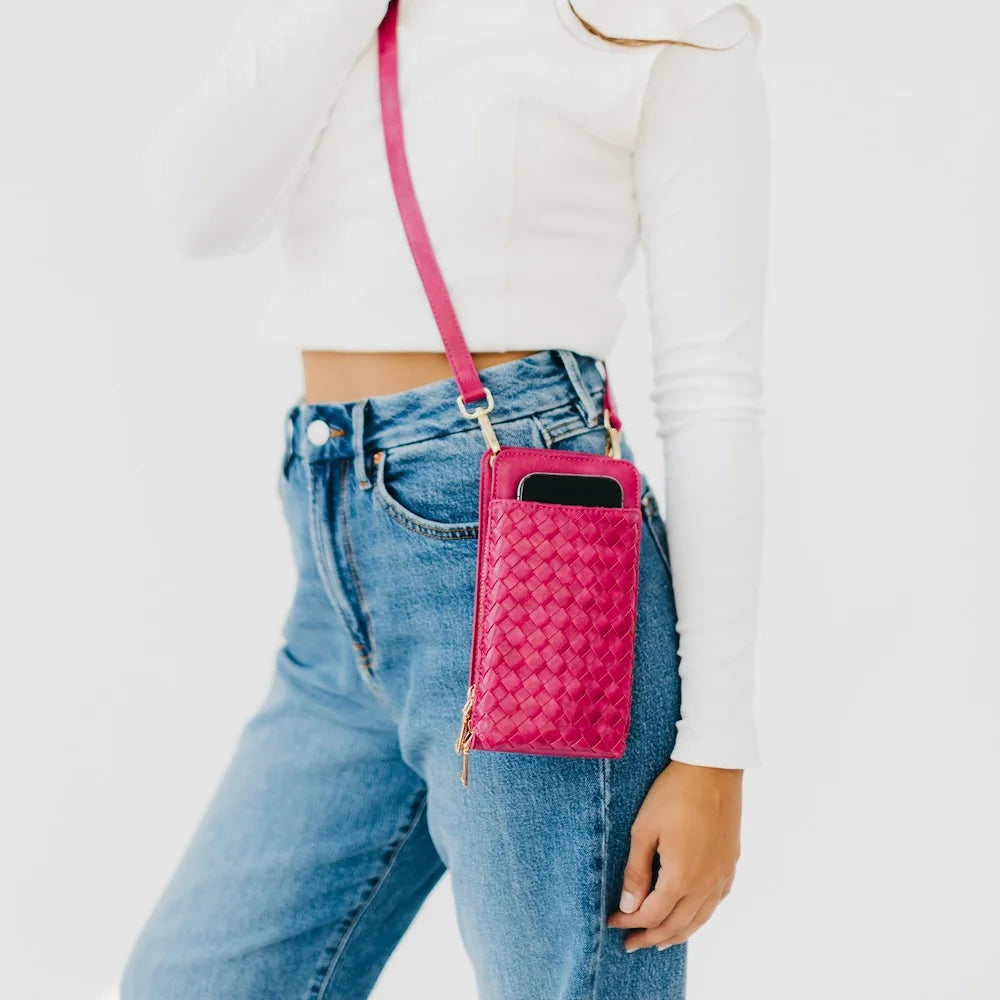 Pretty Simple | Woven Double Duty Phone Bag | Fucshia | Vagabond | Apparel | Boutique